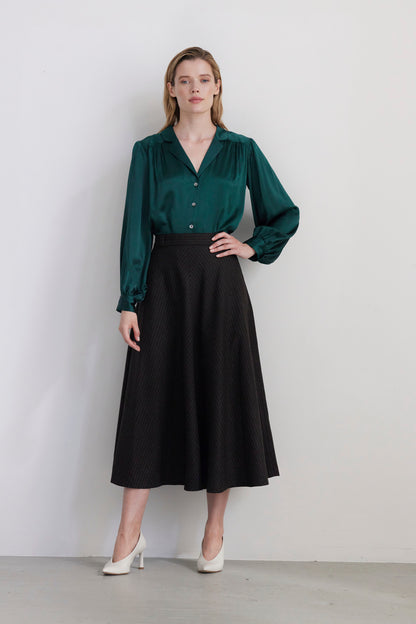 SAMPLE FW26 - Rose Blouse in Silk Charmeuse - Menagerie Green Samples CHRISTINE ALCALAY