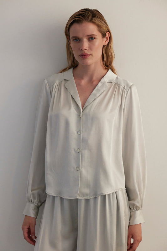 SAMPLE FW26 - Rose Blouse in Silk Charmeuse - Pearl Samples CHRISTINE ALCALAY Pearl Small