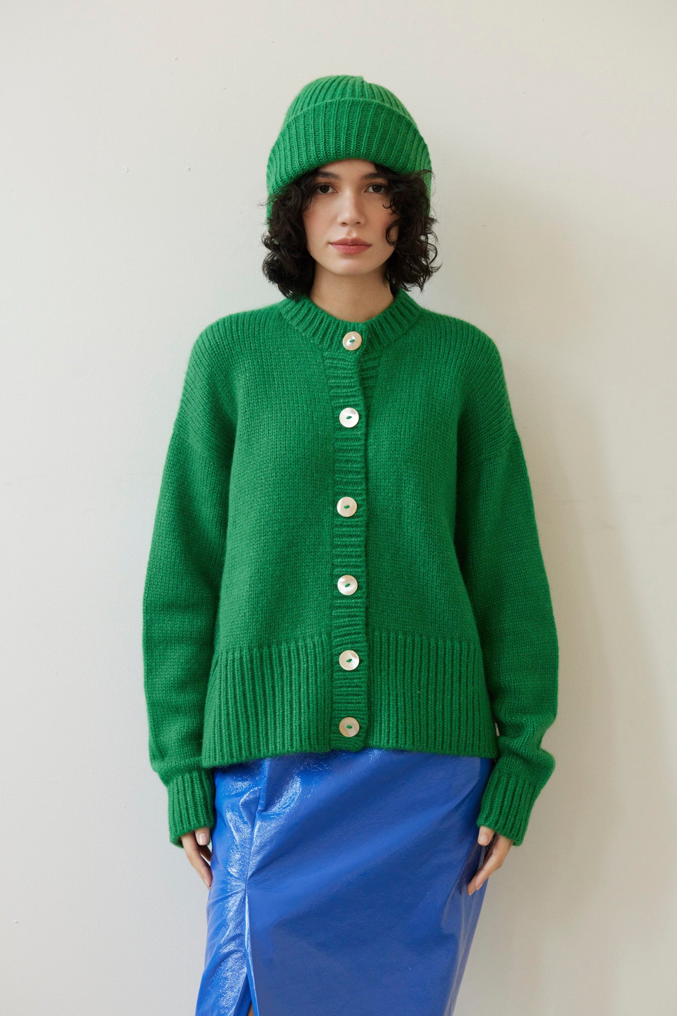 SAMPLE FW26 - Lofted Beanie in Alpaca Wool Blend - Grass Green Samples CHRISTINE ALCALAY