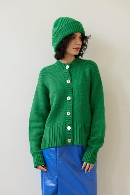 SAMPLE FW26 - Lofted Beanie in Alpaca Wool Blend - Grass Green Samples CHRISTINE ALCALAY