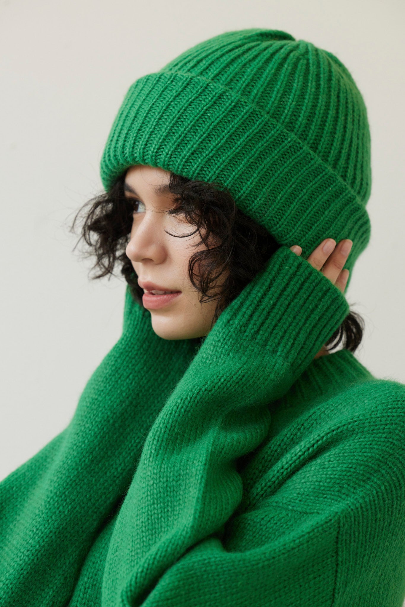 SAMPLE FW26 - Lofted Beanie in Alpaca Wool Blend - Grass Green Samples CHRISTINE ALCALAY Grass Green ZQ30 One Size