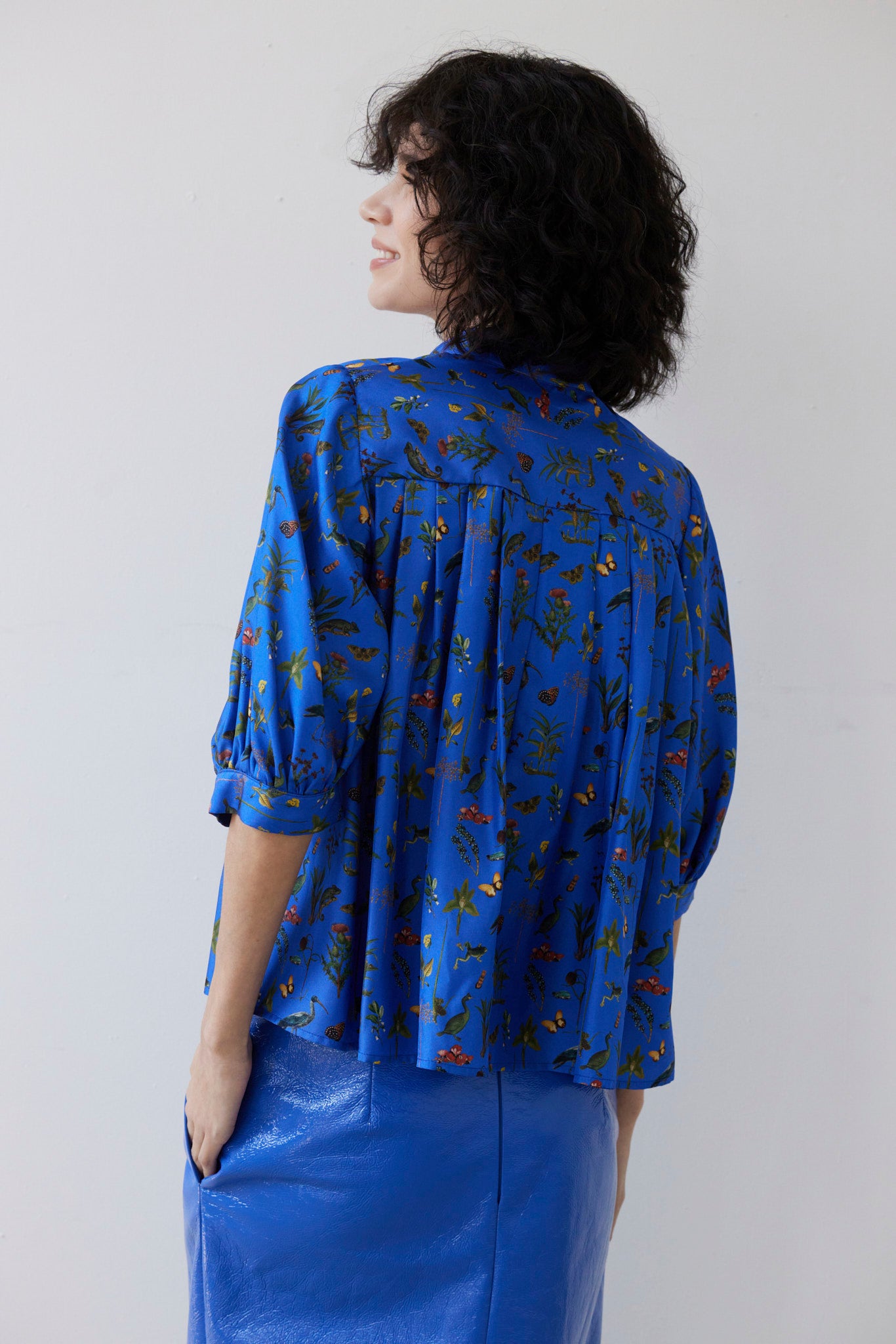 SAMPLE FW26 - Livia Blouse in Audubon Silk Twill - Electric Blue Audubon Samples CHRISTINE ALCALAY