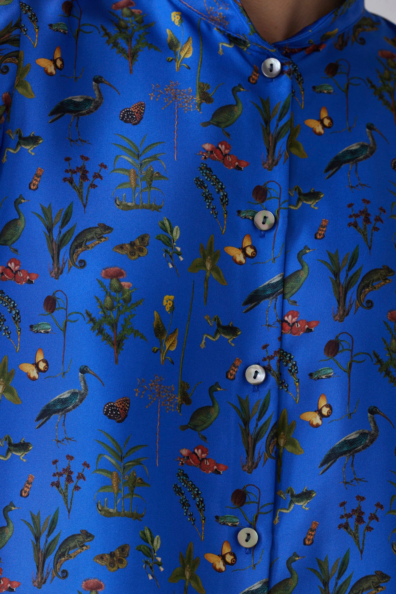 SAMPLE FW26 - Livia Blouse in Audubon Silk Twill - Electric Blue Audubon Samples CHRISTINE ALCALAY
