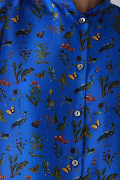 SAMPLE FW26 - Livia Blouse in Audubon Silk Twill - Electric Blue Audubon Samples CHRISTINE ALCALAY