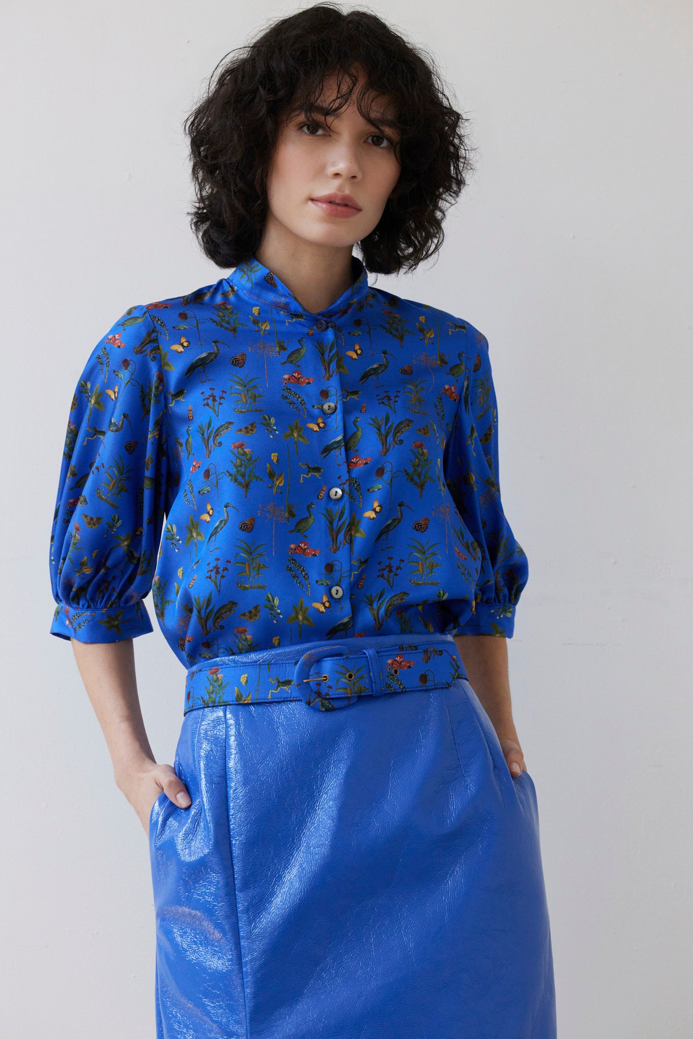 SAMPLE FW26 - Livia Blouse in Audubon Silk Twill - Electric Blue Audubon Samples CHRISTINE ALCALAY