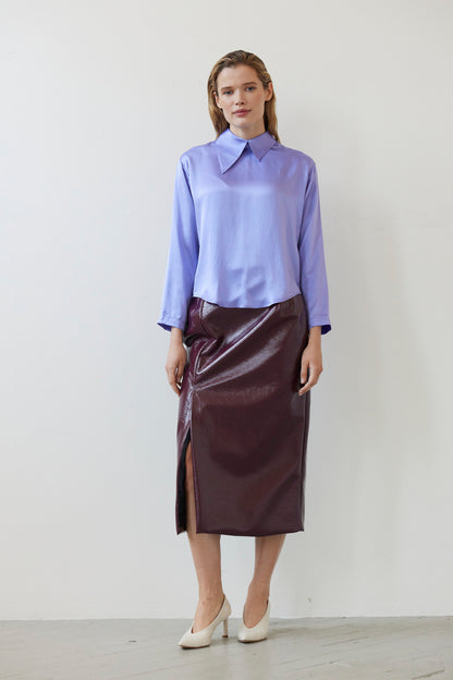 SAMPLE FW26 - Joy Blouse in Silk Charmeuse - Verbena Violet Samples CHRISTINE ALCALAY