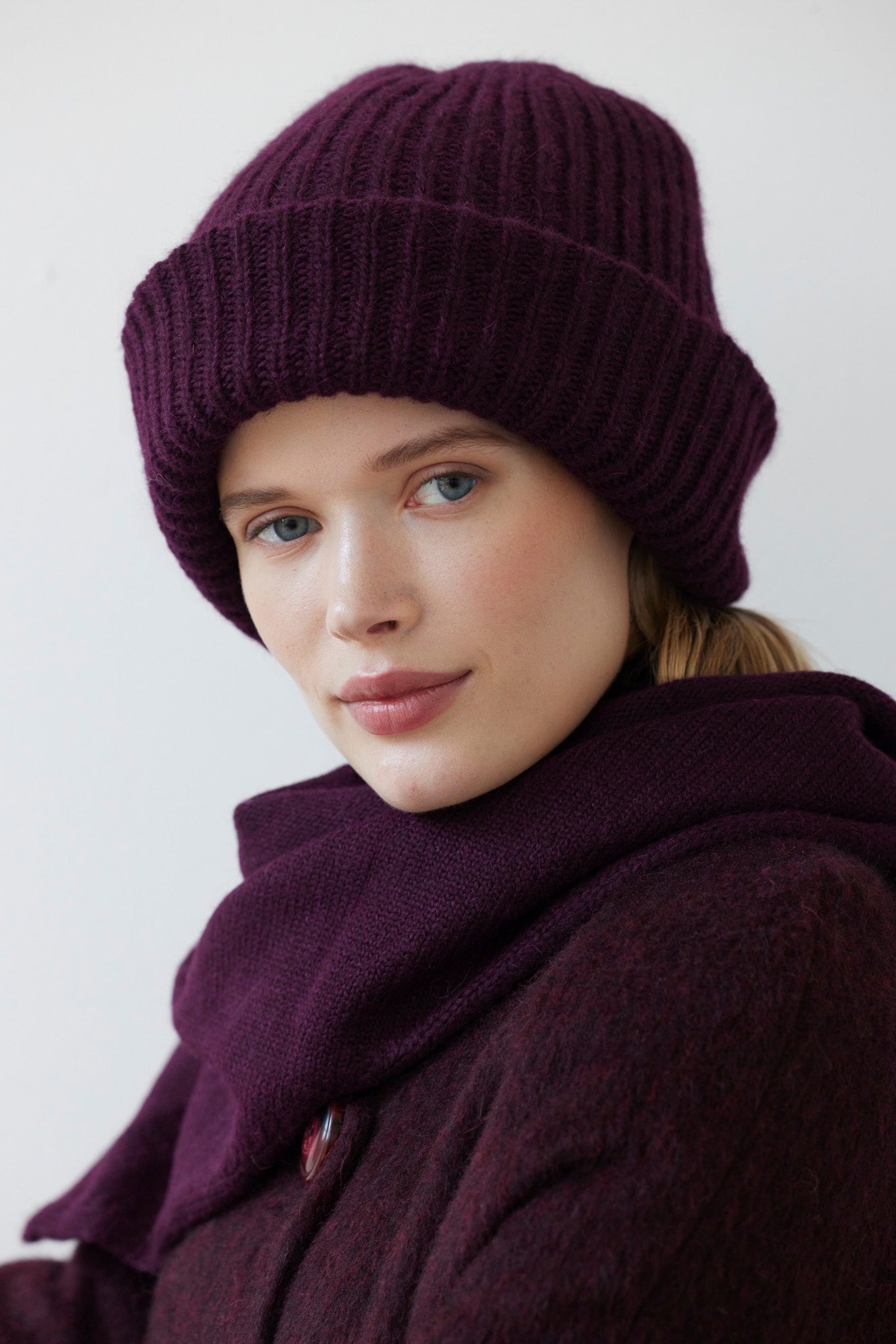 SAMPLE FW26 - Lofted Beanie in Alpaca Wool Blend - Plum Wine Samples CHRISTINE ALCALAY Plum Wine ZL49 One Size
