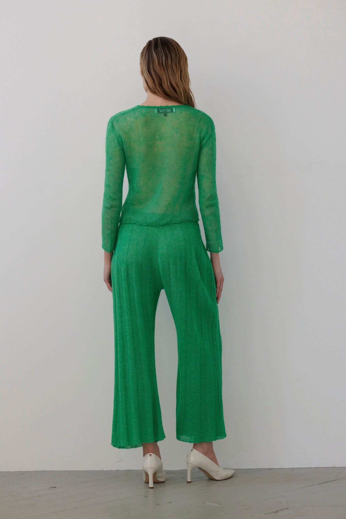 SAMPLE FW26 - Sandra Ribbed Alpaca Knit Pant - Grass Green Samples CHRISTINE ALCALAY