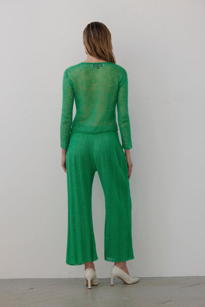 SAMPLE FW26 - Sandra Ribbed Alpaca Knit Pant - Grass Green Samples CHRISTINE ALCALAY