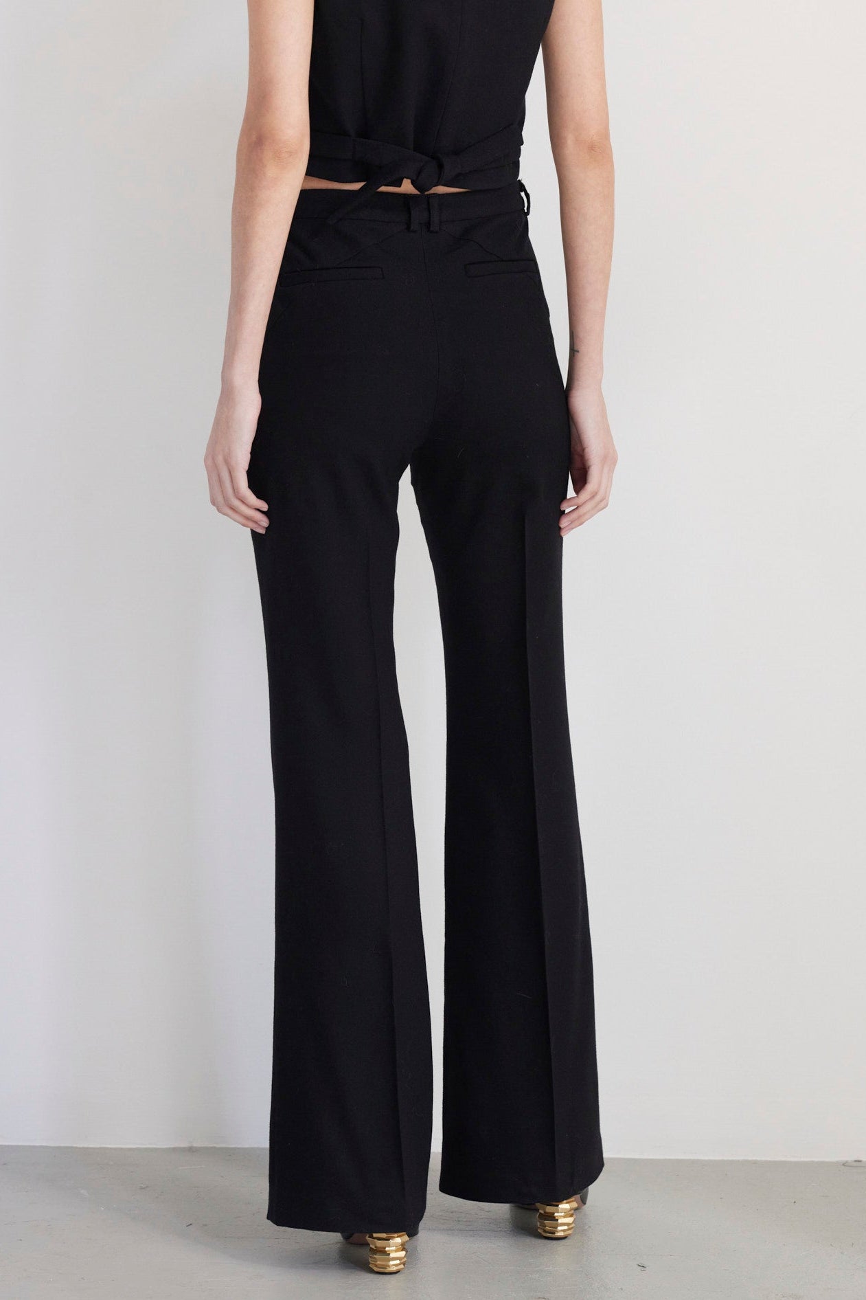SAMPLE FW26 - Sandy Flared Leg Trouser in Wool - Black Samples CHRISTINE ALCALAY