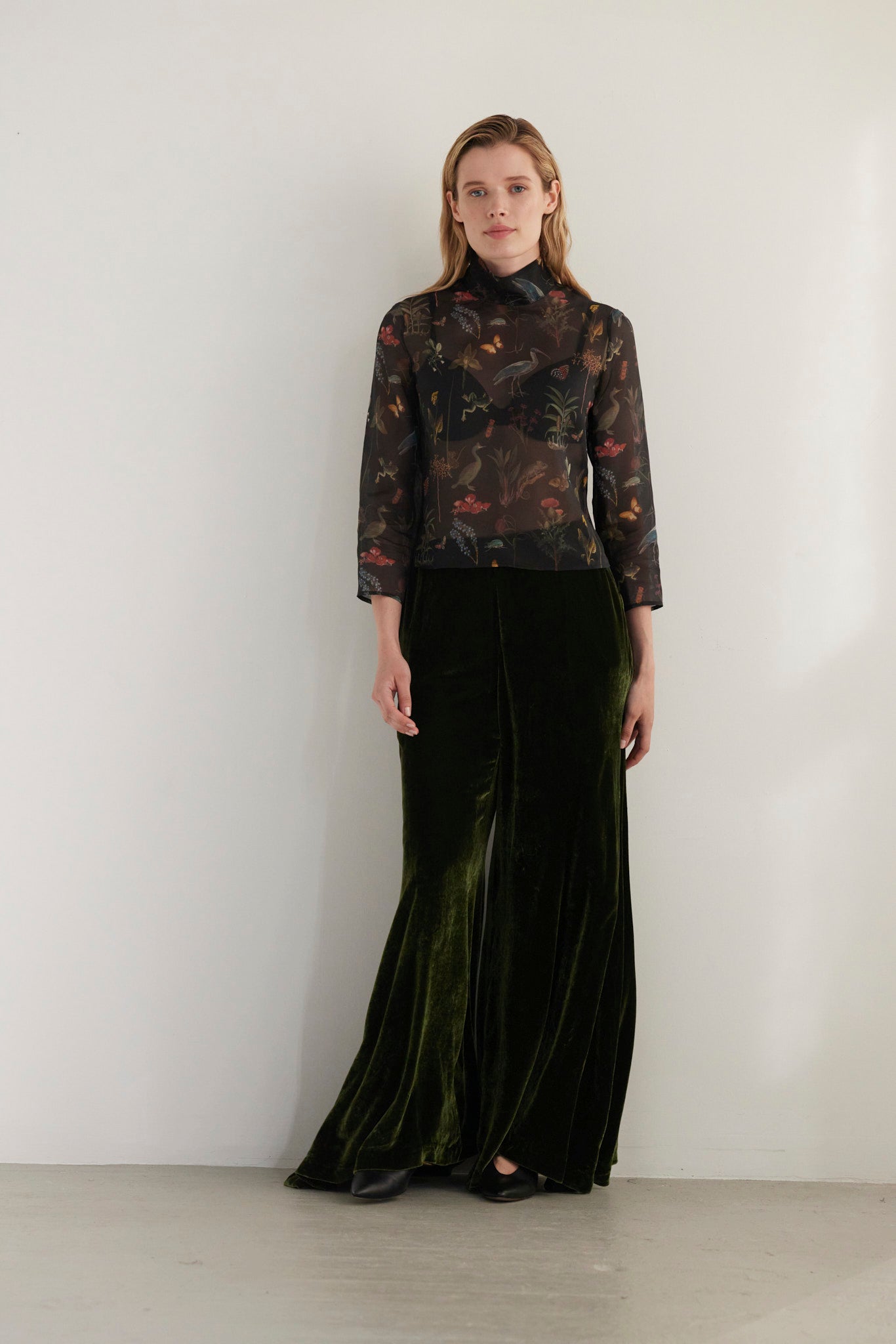 SAMPLE FW26 - Scarlett Top in Audubon Silk Organza - Black Night Samples CHRISTINE ALCALAY