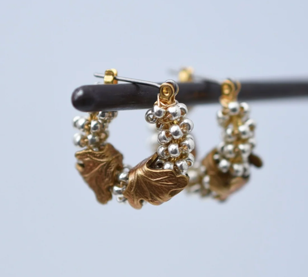 Balsa Pearl Hoop Earring