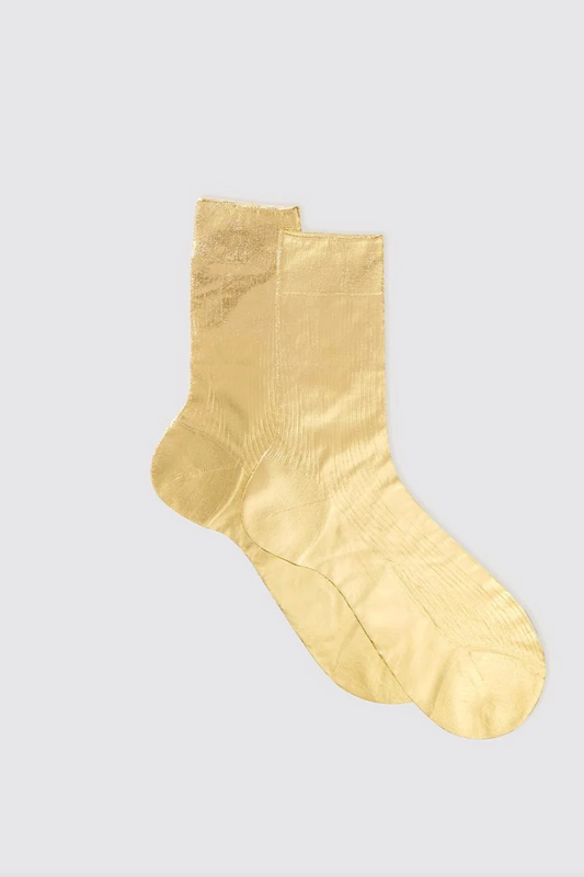 Maria La Rosa One Ribbed Laminated Sock Collection - Gold Socks Maria La Rosa