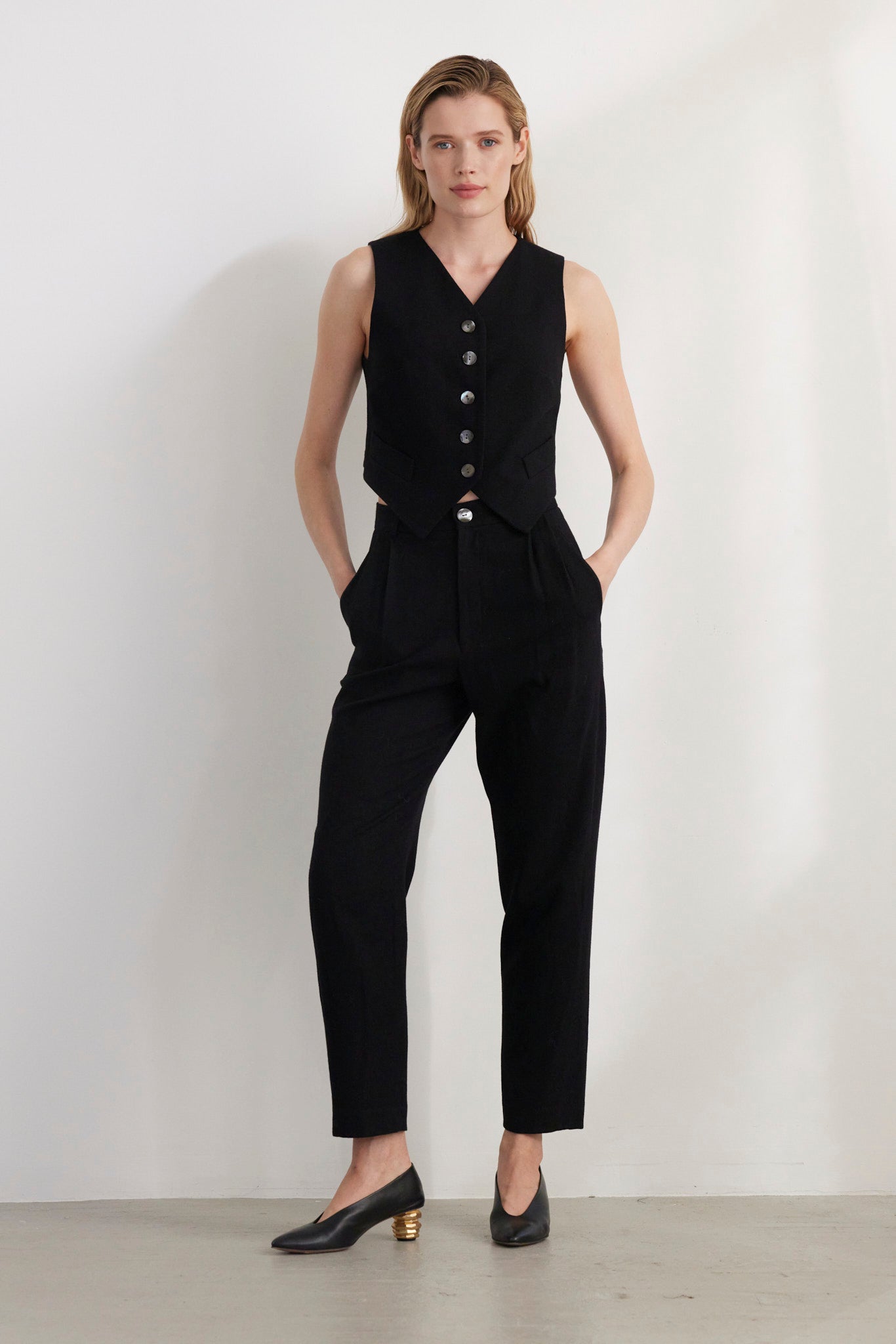 SAMPLE FW26 - Sophia Tapered Pant in Wool - Black Samples CHRISTINE ALCALAY
