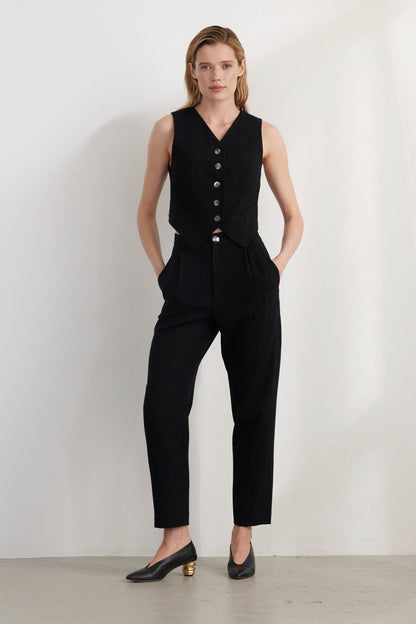SAMPLE FW26 - Sophia Tapered Pant in Wool - Black Samples CHRISTINE ALCALAY