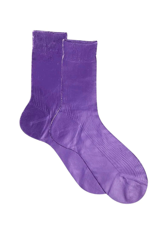 Maria La Rosa One Ribbed Laminated Sock Collection - Violet Socks Maria La Rosa