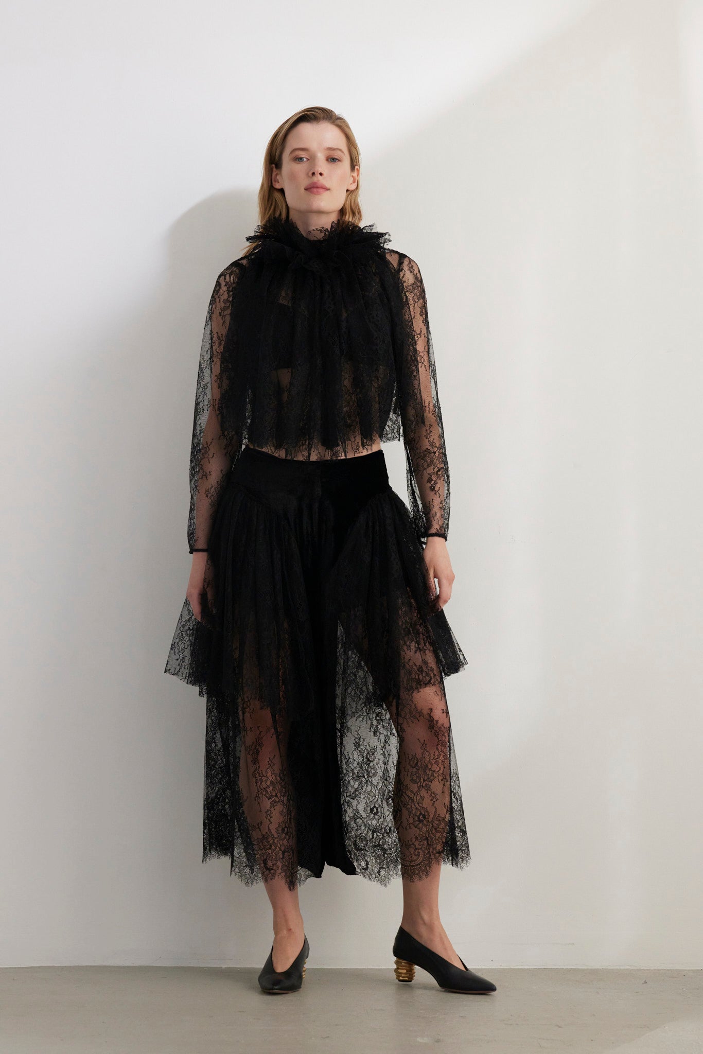 SAMPLE FW26 - Valentine Pant in Velvet & Lace - Black Samples CHRISTINE ALCALAY Black 2