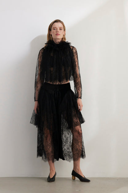 SAMPLE FW26 - Valentine Pant in Velvet & Lace - Black Samples CHRISTINE ALCALAY Black 2