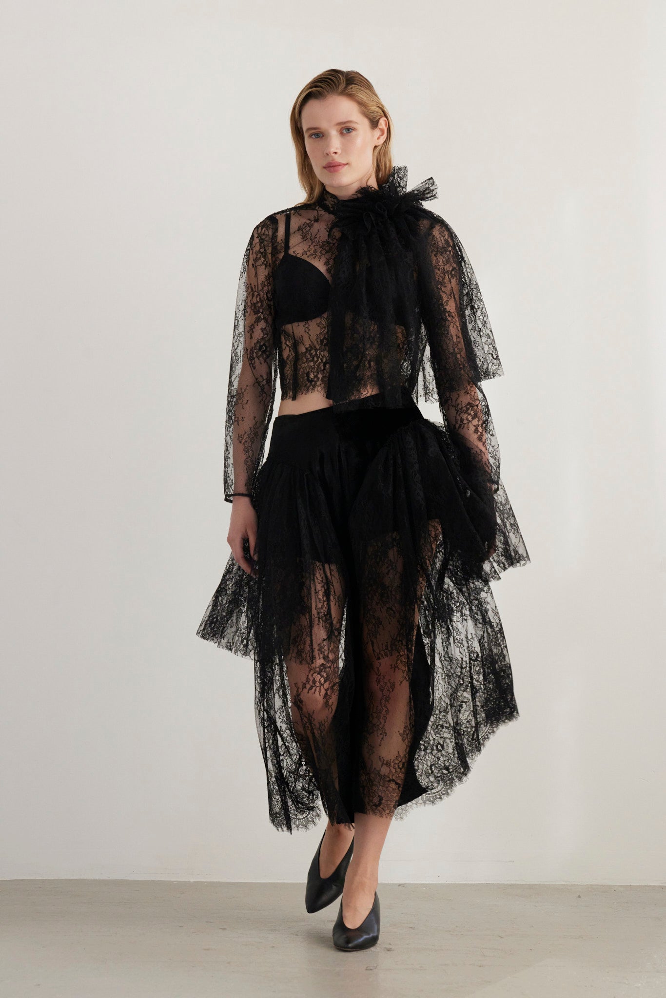 SAMPLE FW26 - Valentine Pant in Velvet & Lace - Black Samples CHRISTINE ALCALAY