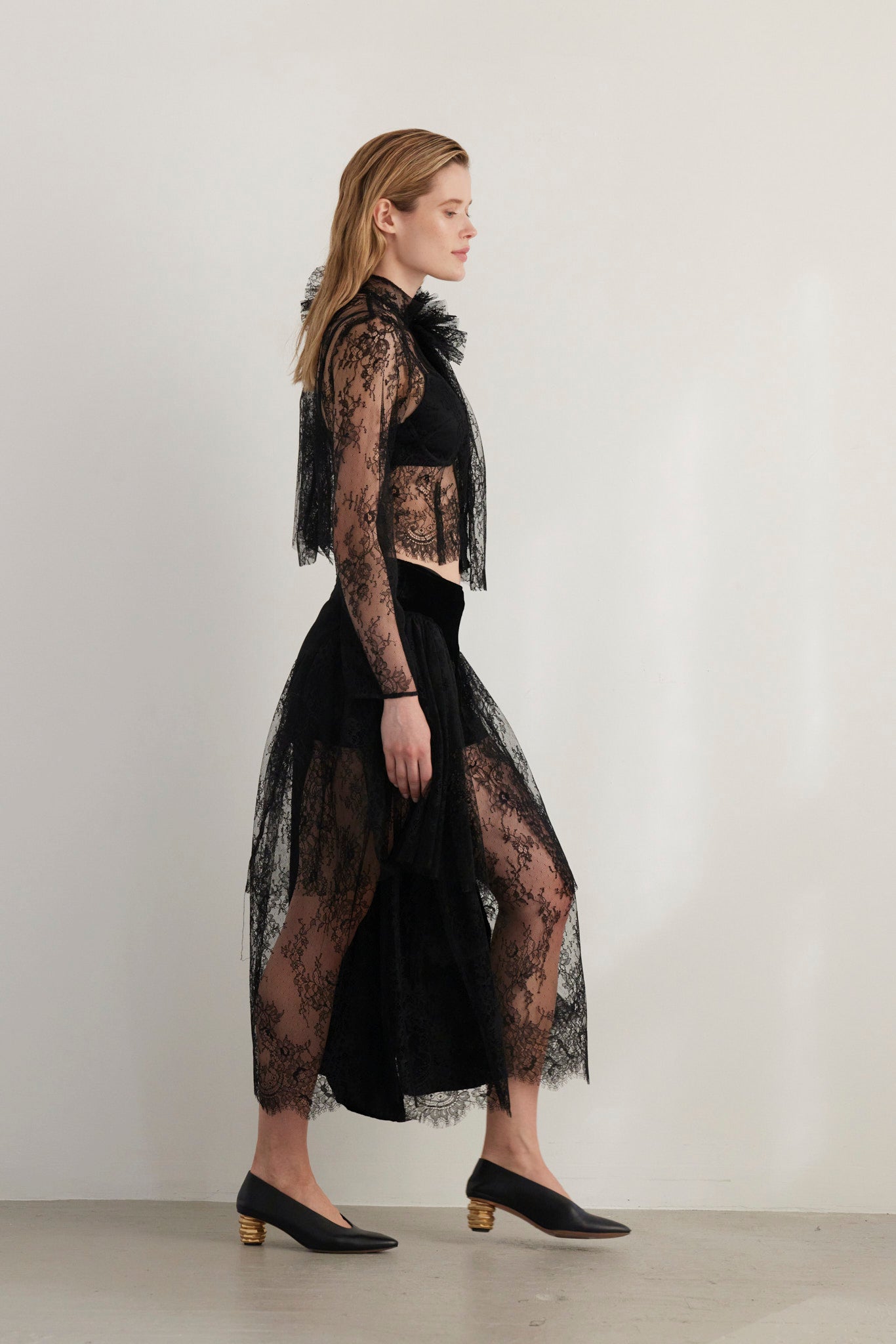 SAMPLE FW26 - Valentine Pant in Velvet & Lace - Black Samples CHRISTINE ALCALAY