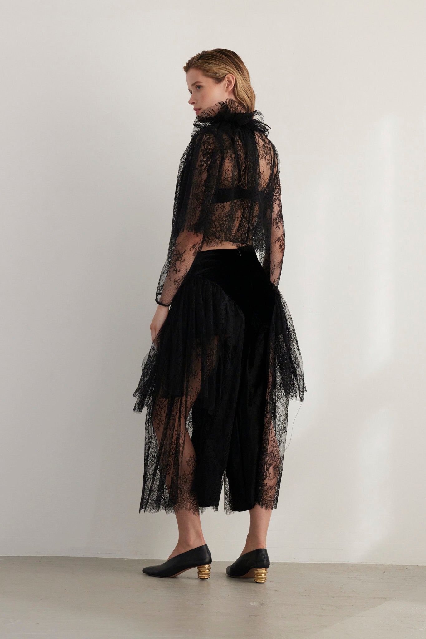 SAMPLE FW26 - Valentine Pant in Velvet & Lace - Black Samples CHRISTINE ALCALAY