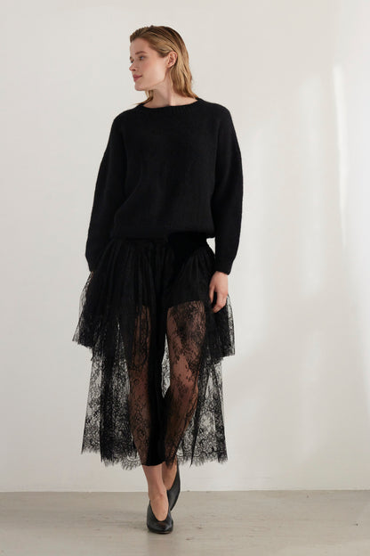 SAMPLE FW26 - Valentine Pant in Velvet & Lace - Black Samples CHRISTINE ALCALAY