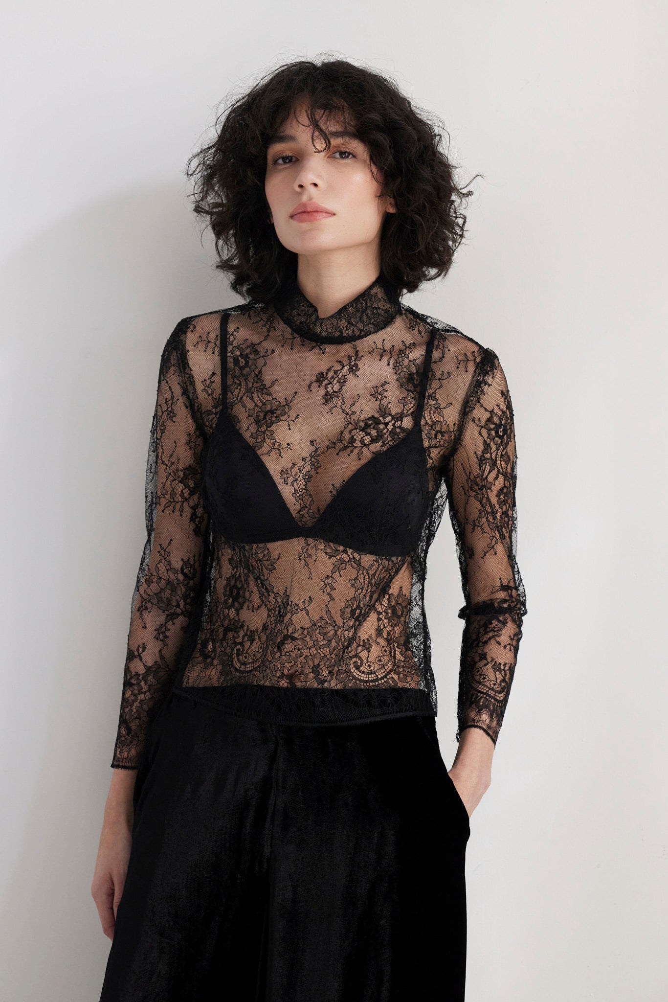 SAMPLE FW26 - Veronica Blouse in Chantilly Lace - Black Samples CHRISTINE ALCALAY