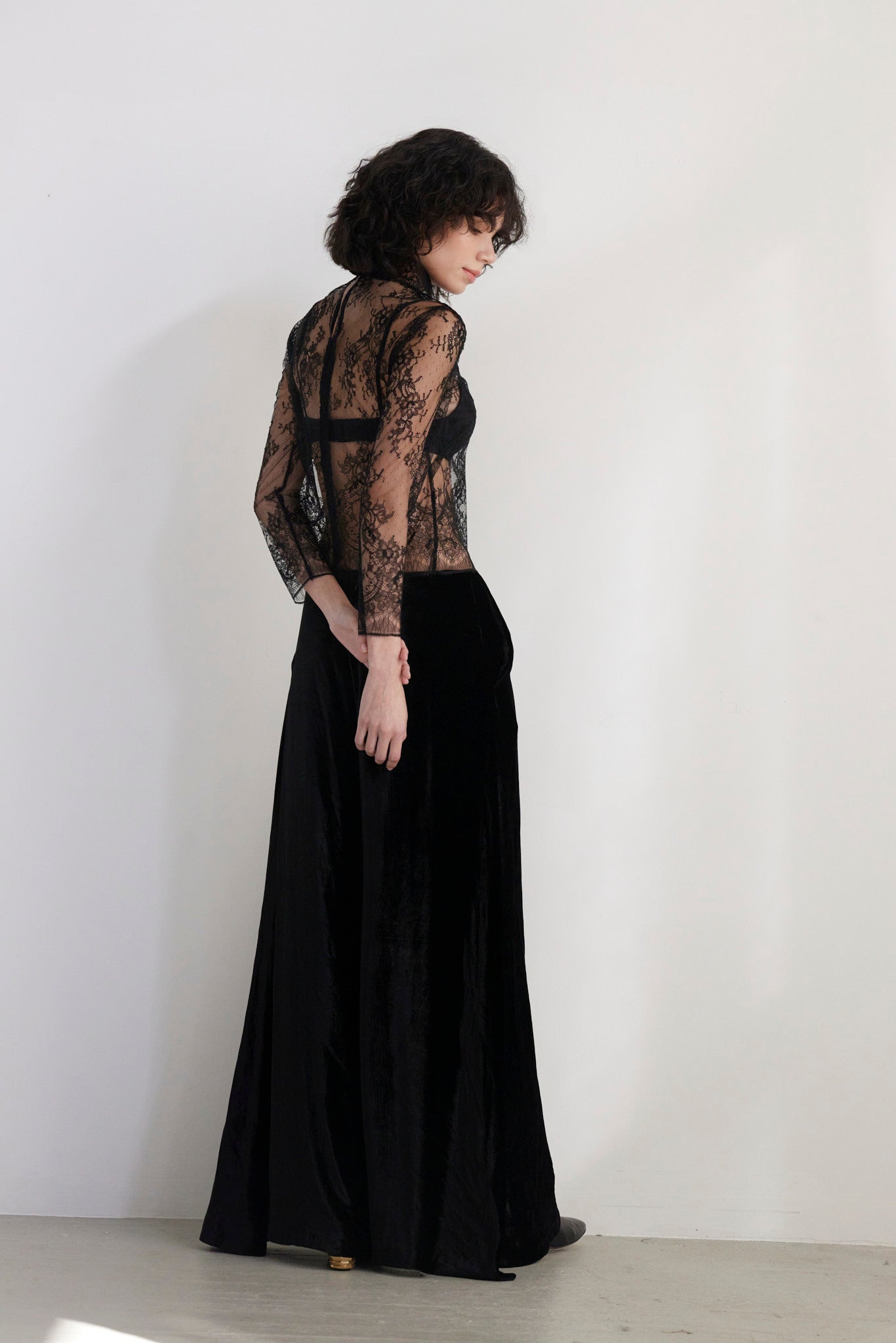SAMPLE FW26 - Veronica Blouse in Chantilly Lace - Black Samples CHRISTINE ALCALAY