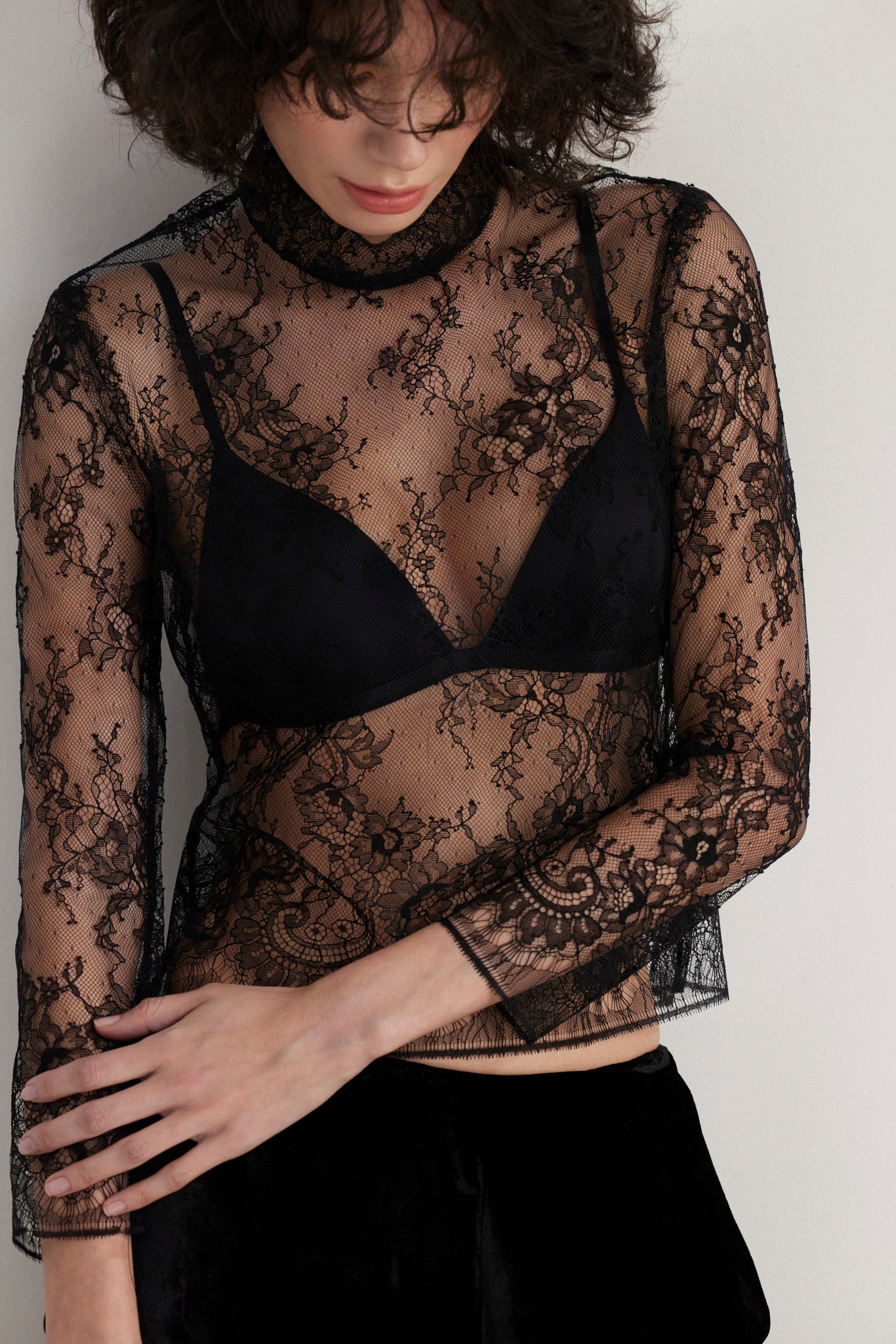 SAMPLE FW26 - Veronica Blouse in Chantilly Lace - Black Samples CHRISTINE ALCALAY