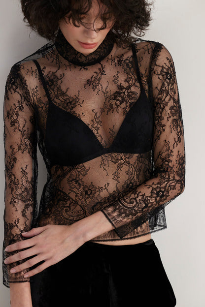 SAMPLE FW26 - Veronica Blouse in Chantilly Lace - Black Samples CHRISTINE ALCALAY