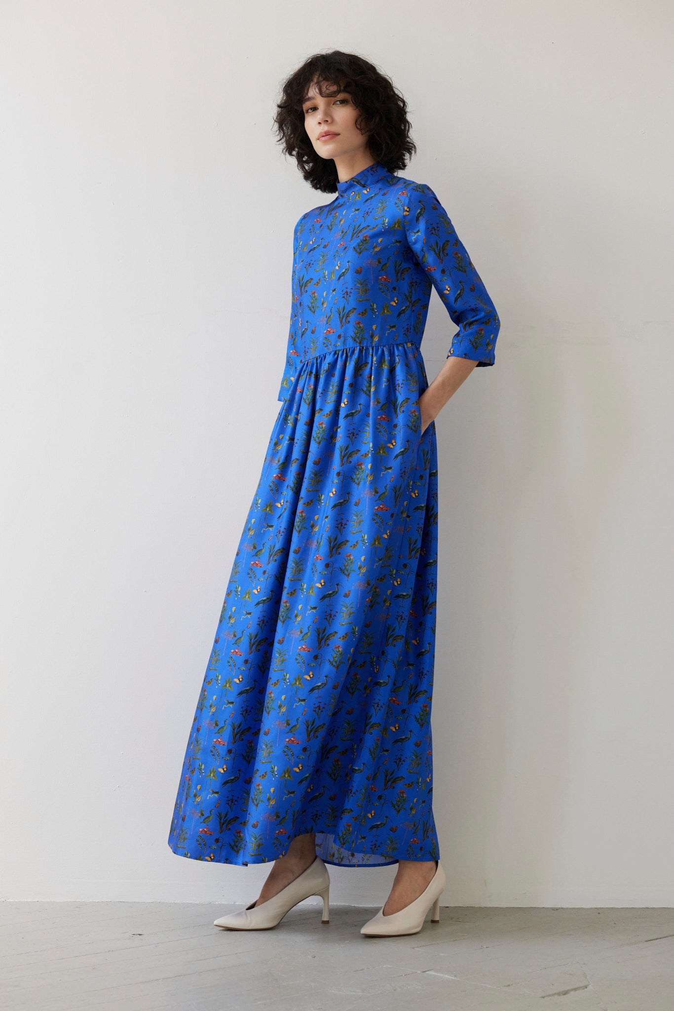 SAMPLE FW26 - Virginia Dress in Audubon Silk Twill - Electric Blue Samples CHRISTINE ALCALAY