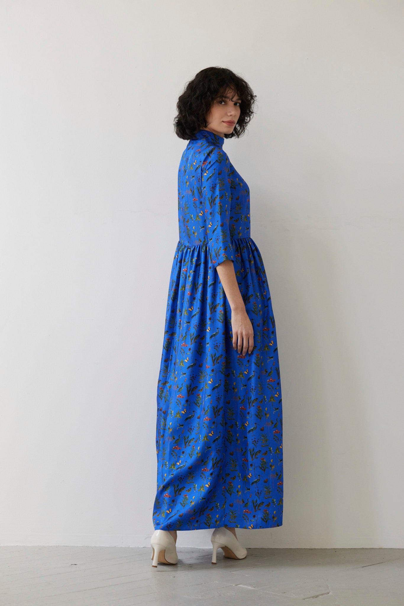 SAMPLE FW26 - Virginia Dress in Audubon Silk Twill - Electric Blue Samples CHRISTINE ALCALAY