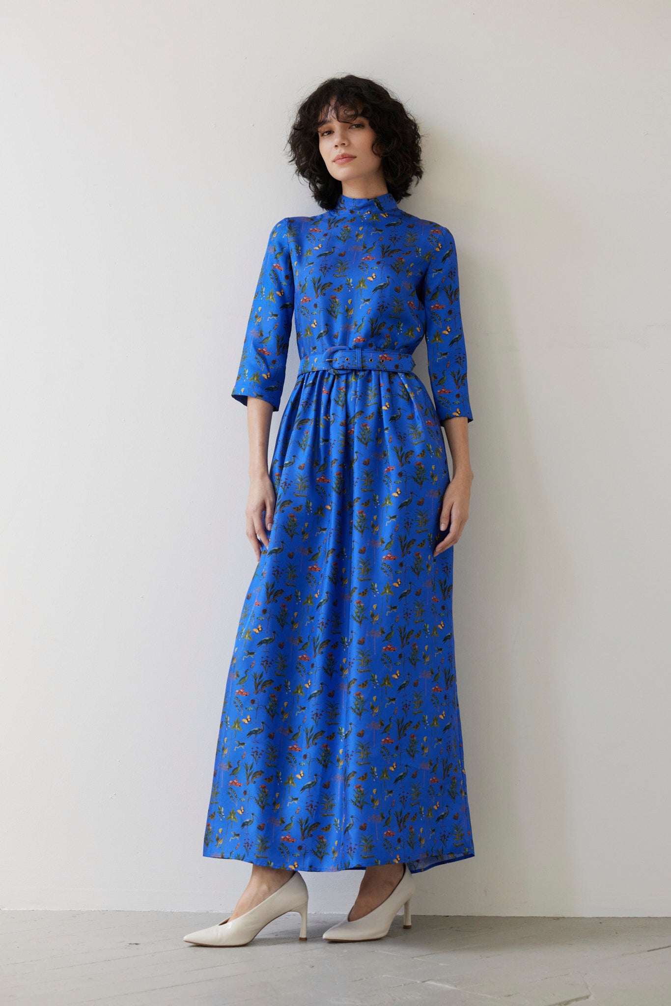 SAMPLE FW26 - Virginia Dress in Audubon Silk Twill - Electric Blue Samples CHRISTINE ALCALAY