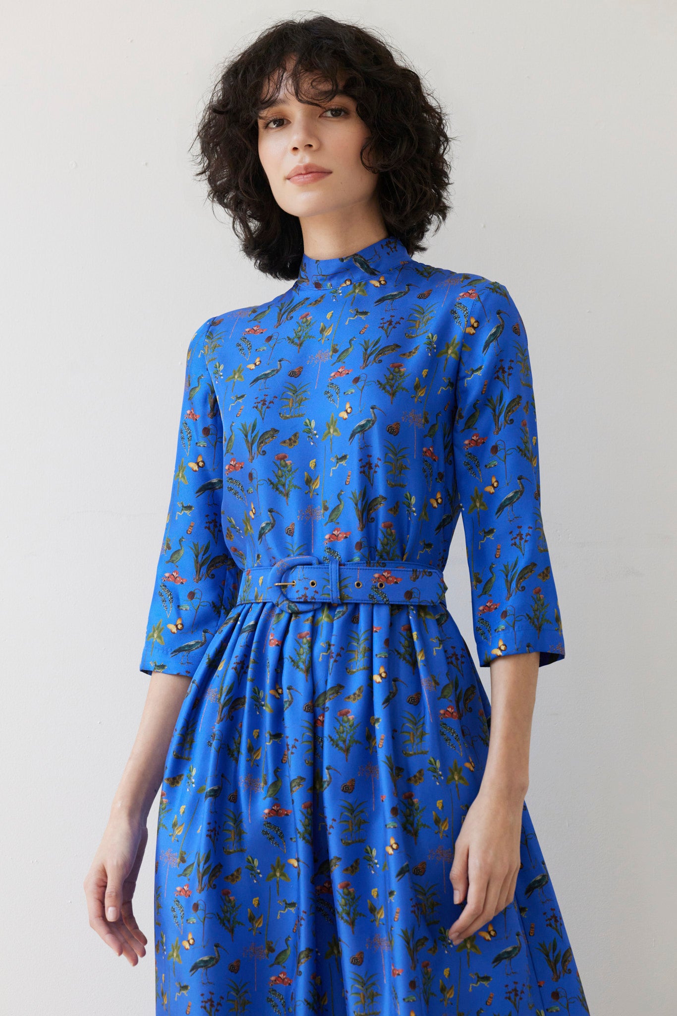 SAMPLE FW26 - Virginia Dress in Audubon Silk Twill - Electric Blue Samples CHRISTINE ALCALAY