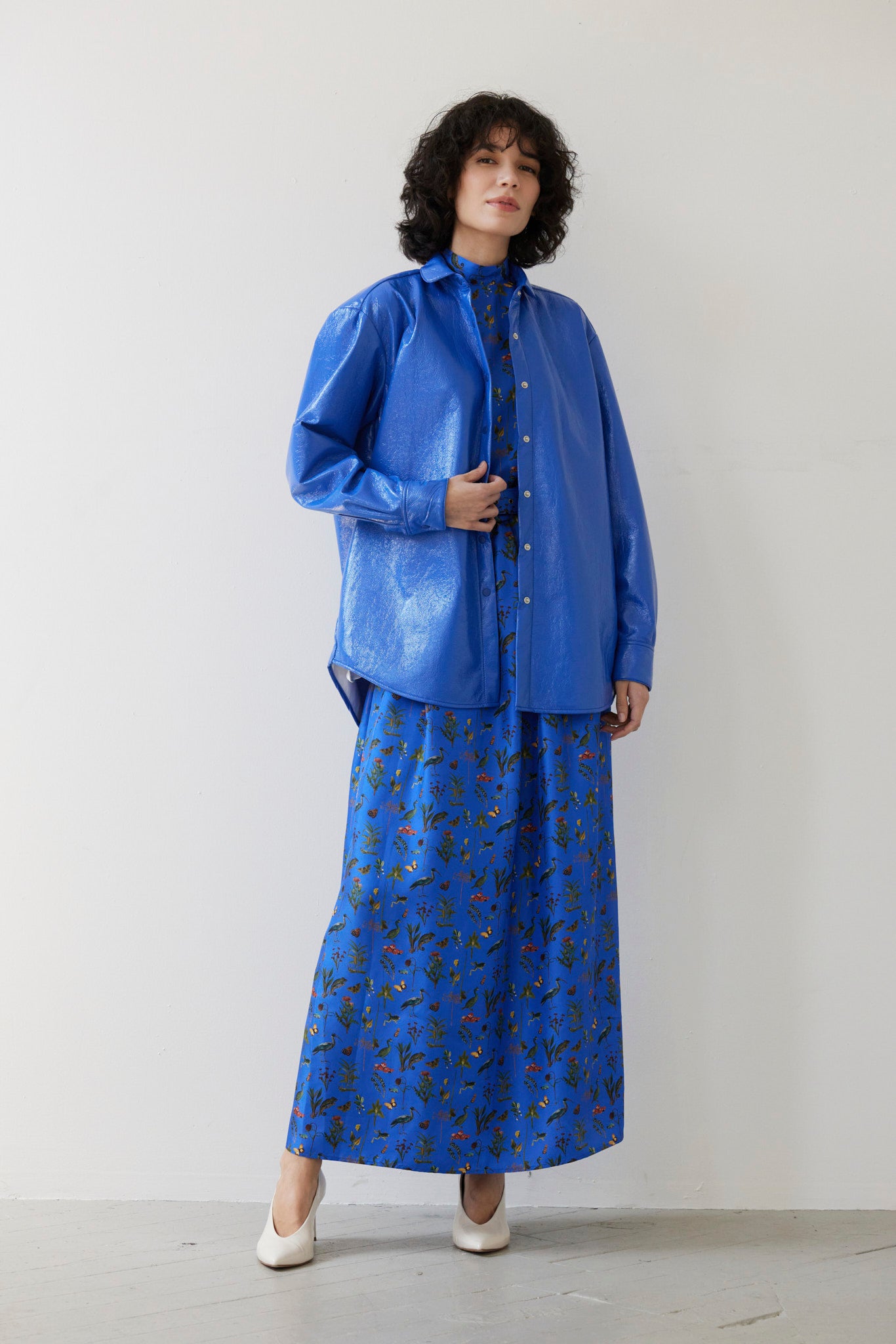 SAMPLE FW26 - Virginia Dress in Audubon Silk Twill - Electric Blue Samples CHRISTINE ALCALAY