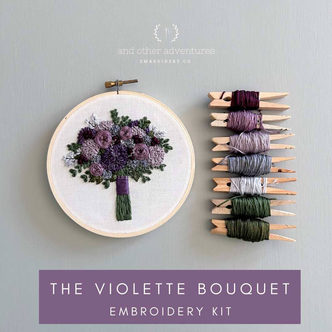 Hand Embroidery Kit - The Violette Bouquet Atelier And Other Adventures Embroidery Co