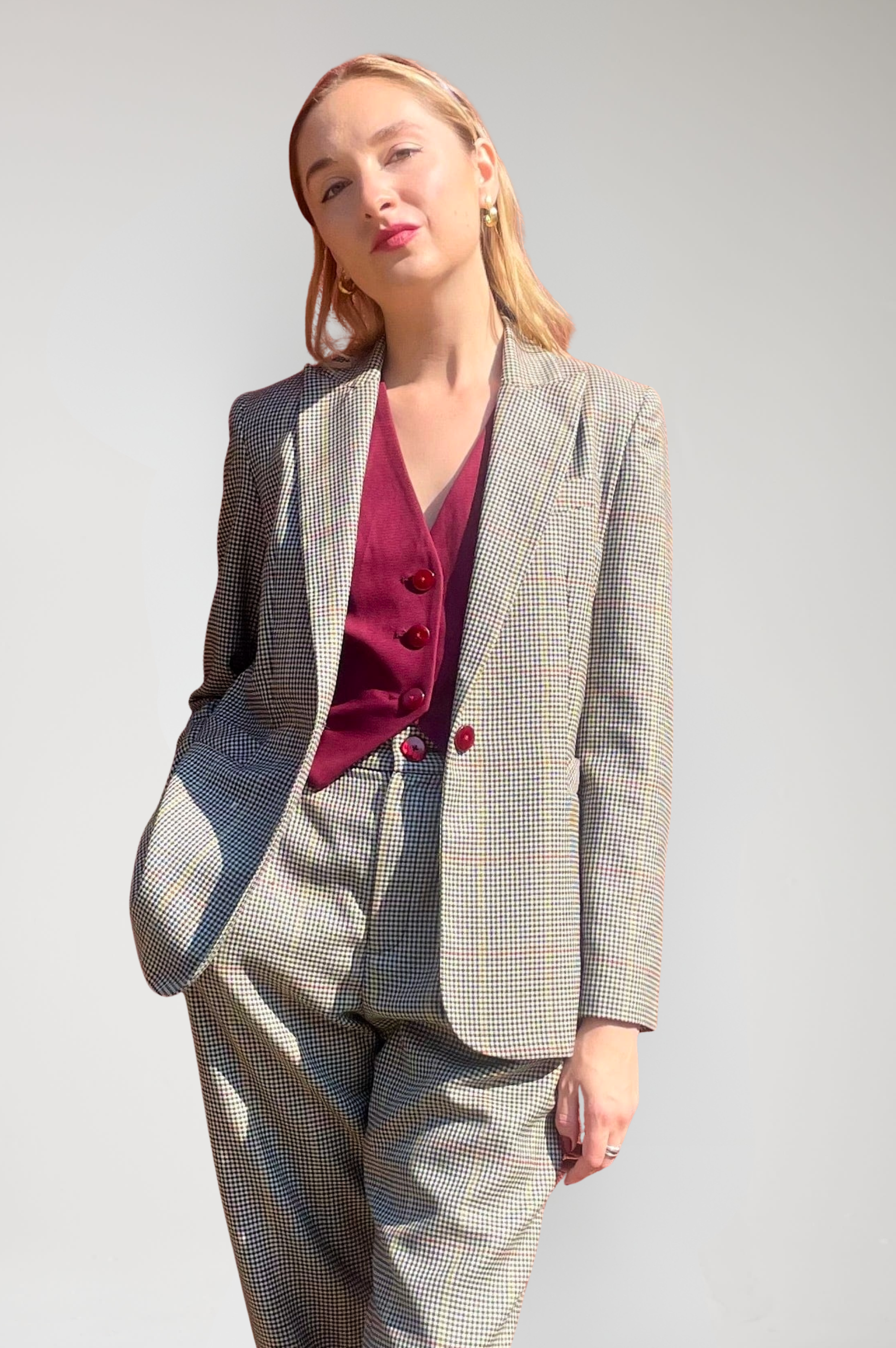 Bianca Blazer in Tropical Wool Plaid Jackets CHRISTINE ALCALAY