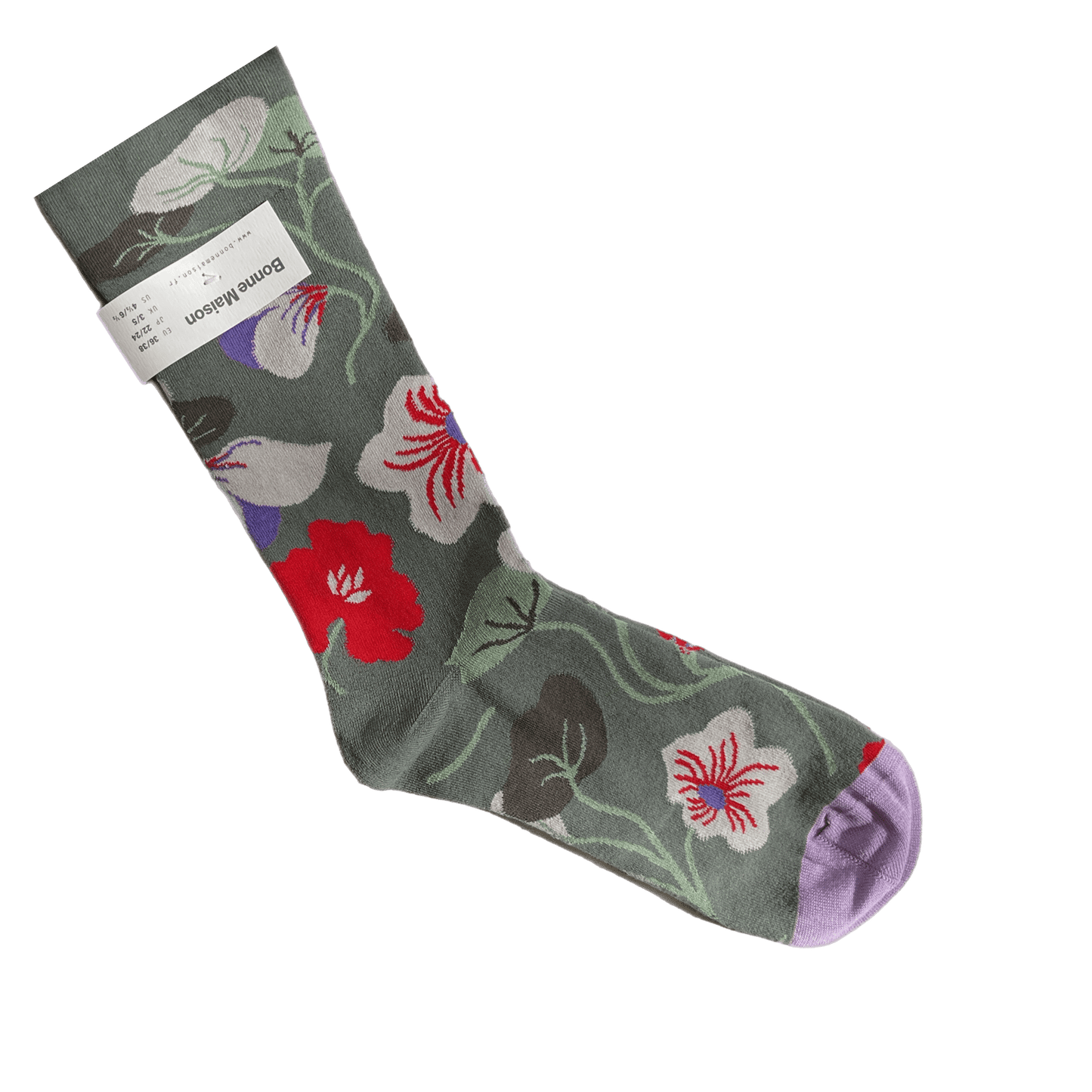 Flowered Green Socks Socks Bonne Maison