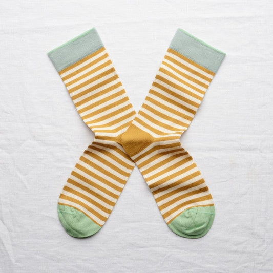 Stripe Socks in Ochre Socks Bonne Maison   