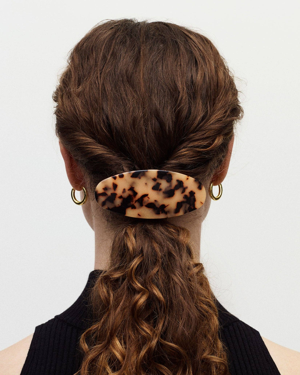 Jumbo Oval Barrette in Brown Shell Checker MACHETE