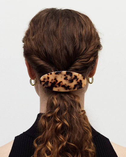 Jumbo Oval Barrette in Brown Shell Checker MACHETE
