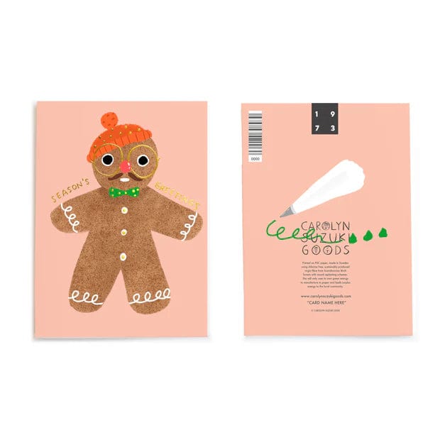 Holiday and Greetings Cards by Carolyn Suzuki Greeting Card Carolyn Suzuki Studio Gingerbread Guy - Season's Greetings