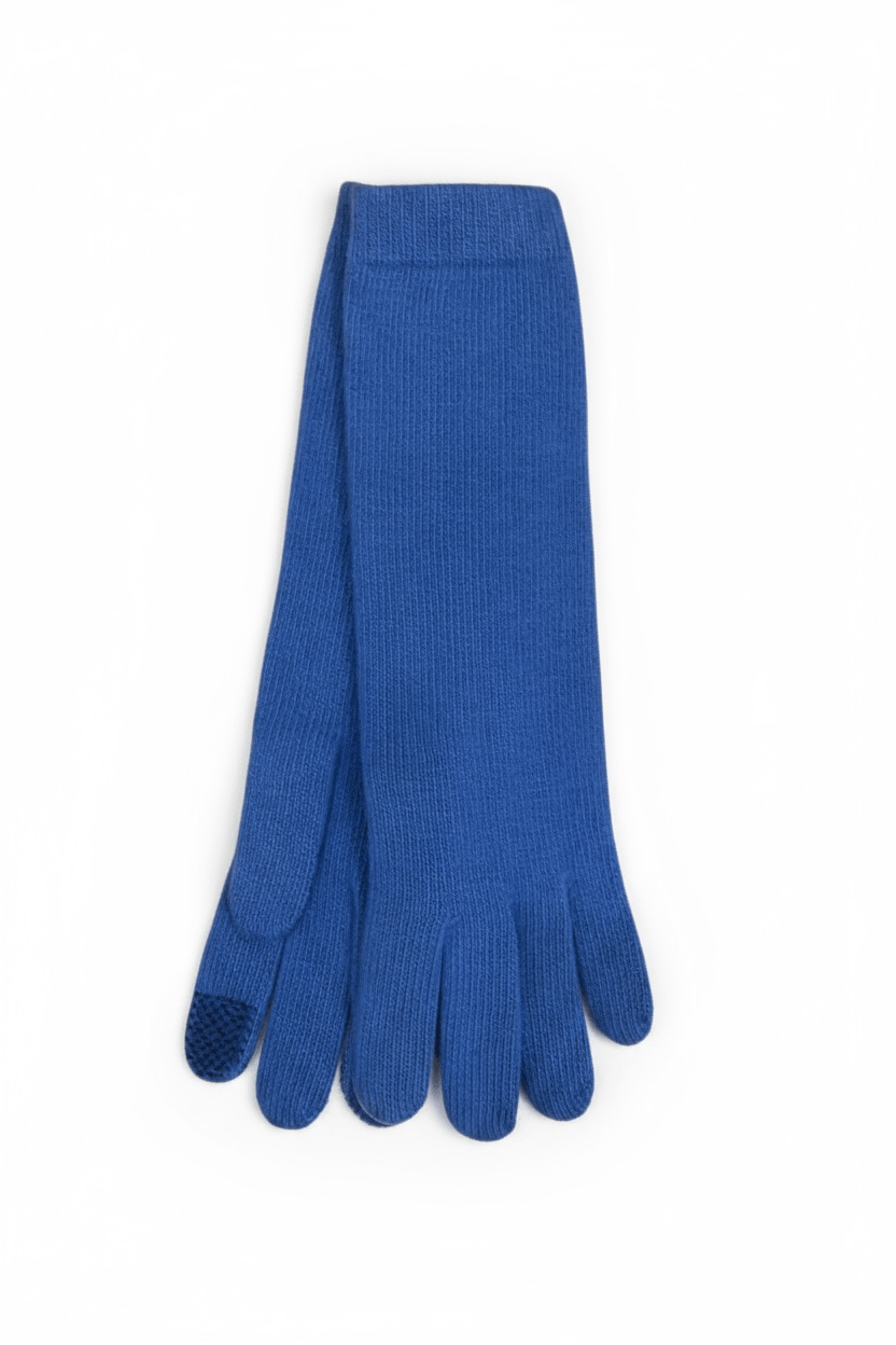Plain Jersey with Cashmere Tech Gloves Accessories CHRISTINE ALCALAY Cobalt