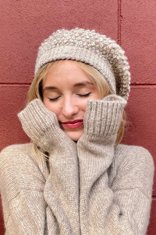 Sophie Handknit Wool Beret Beanies CHRISTINE ALCALAY Oatmeal OS