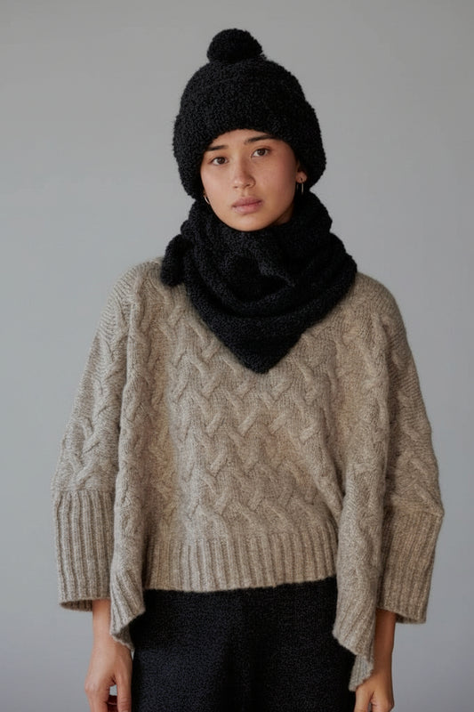 Triangle Boucle Alpaca Wool Scarf Accessories CHRISTINE ALCALAY Graphite OS