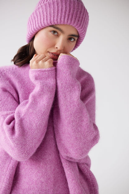 Lofted Beanie in Alpaca Wool Blend Beanies CHRISTINE ALCALAY Heather Blossom One Size