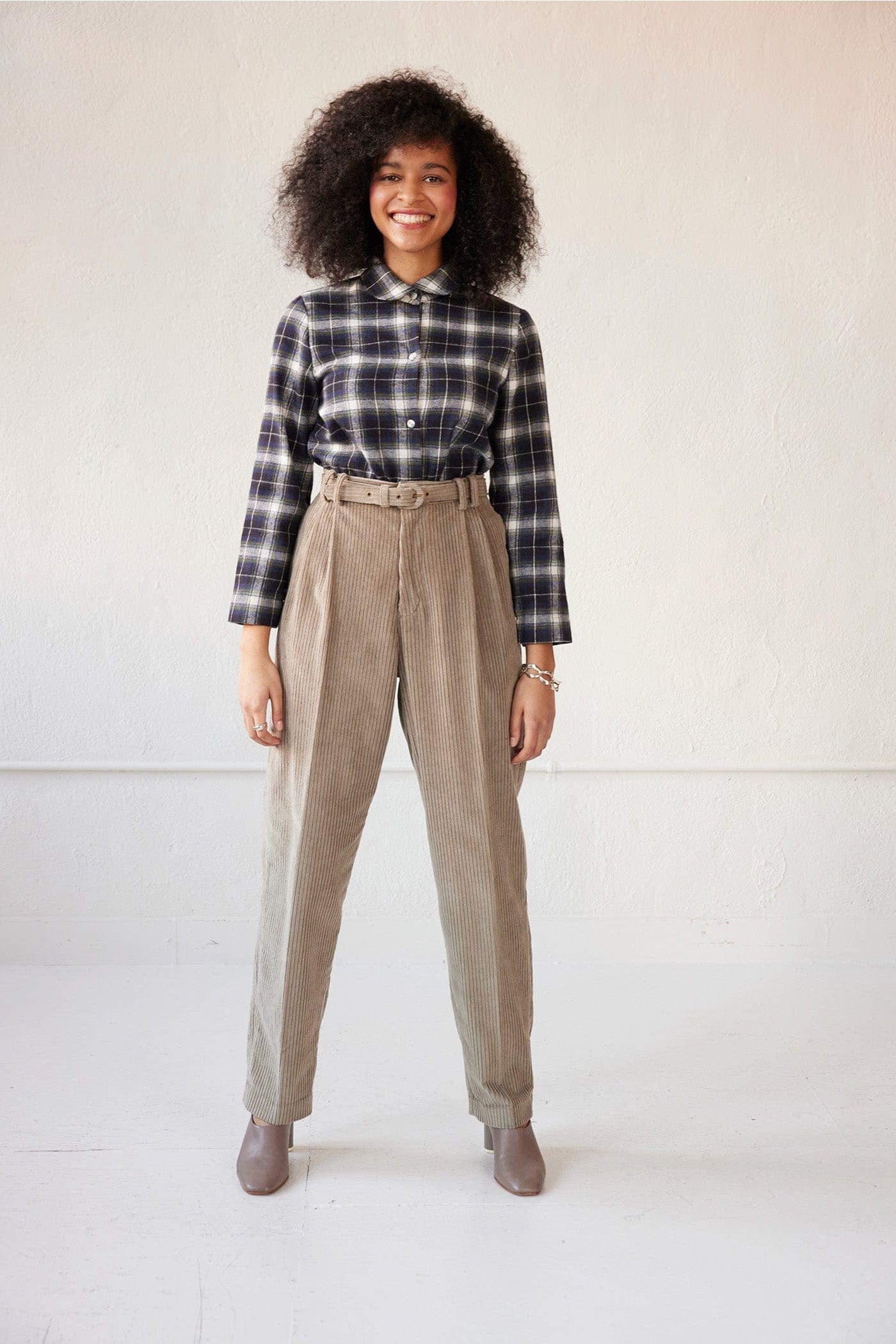 Christine Alcalay Narrow Solid Fabric Belts Belts CHRISTINE ALCALAY Ash Corduroy Extra small