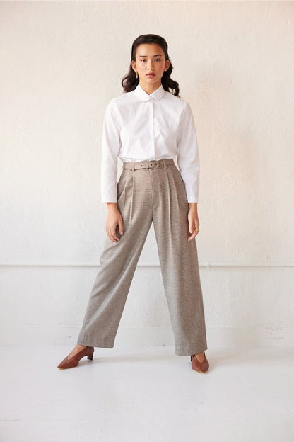 Christine Alcalay Narrow Pattern Fabric Belts Belts CHRISTINE ALCALAY Chai Plaid Wool Extra small