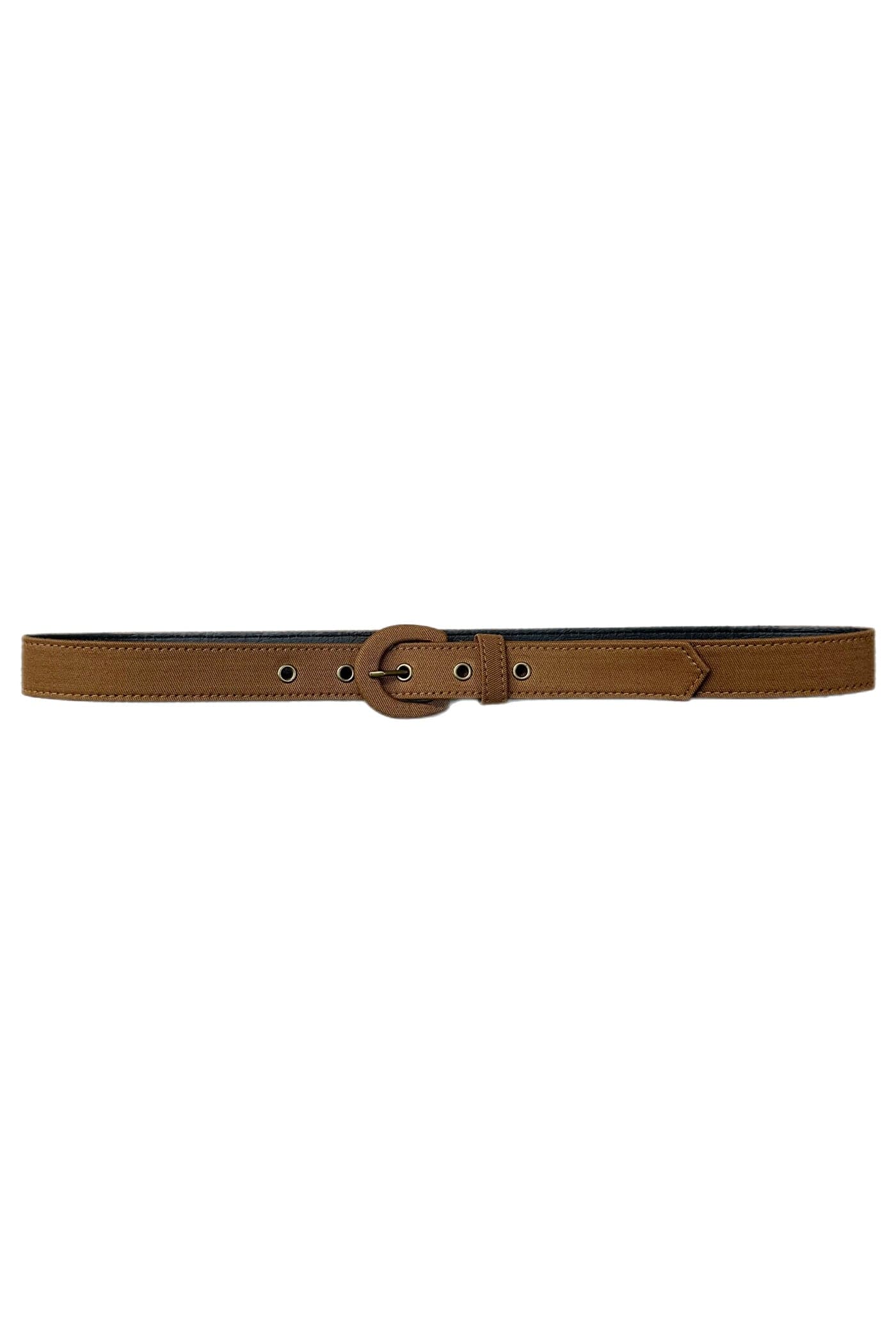 Christine Alcalay Narrow Solid Fabric Belts Belts CHRISTINE ALCALAY Cigar Cotton Twill Extra small