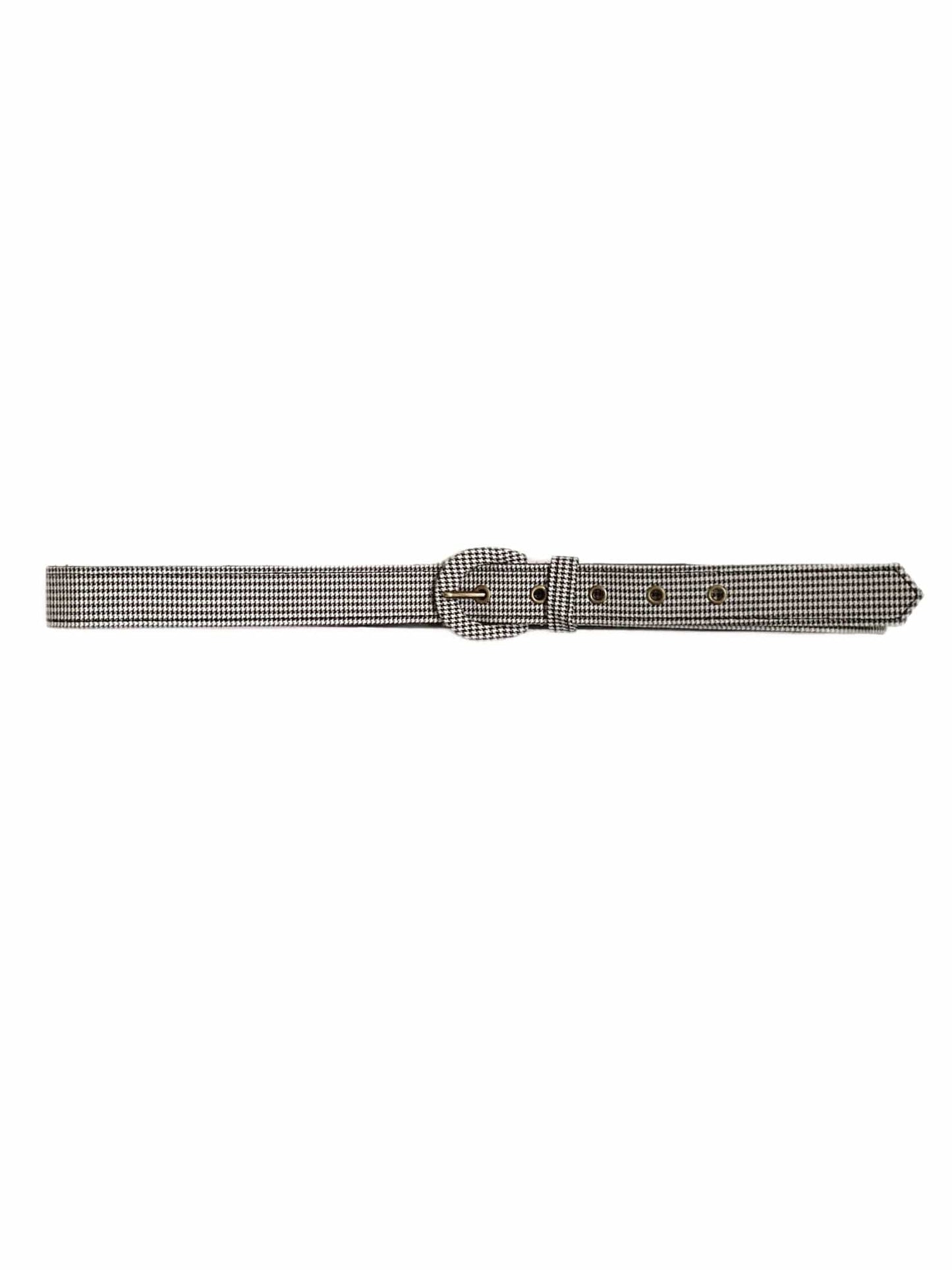 Christine Alcalay Narrow Pattern Fabric Belts Belts CHRISTINE ALCALAY Grey Houndstooth Wool Extra small